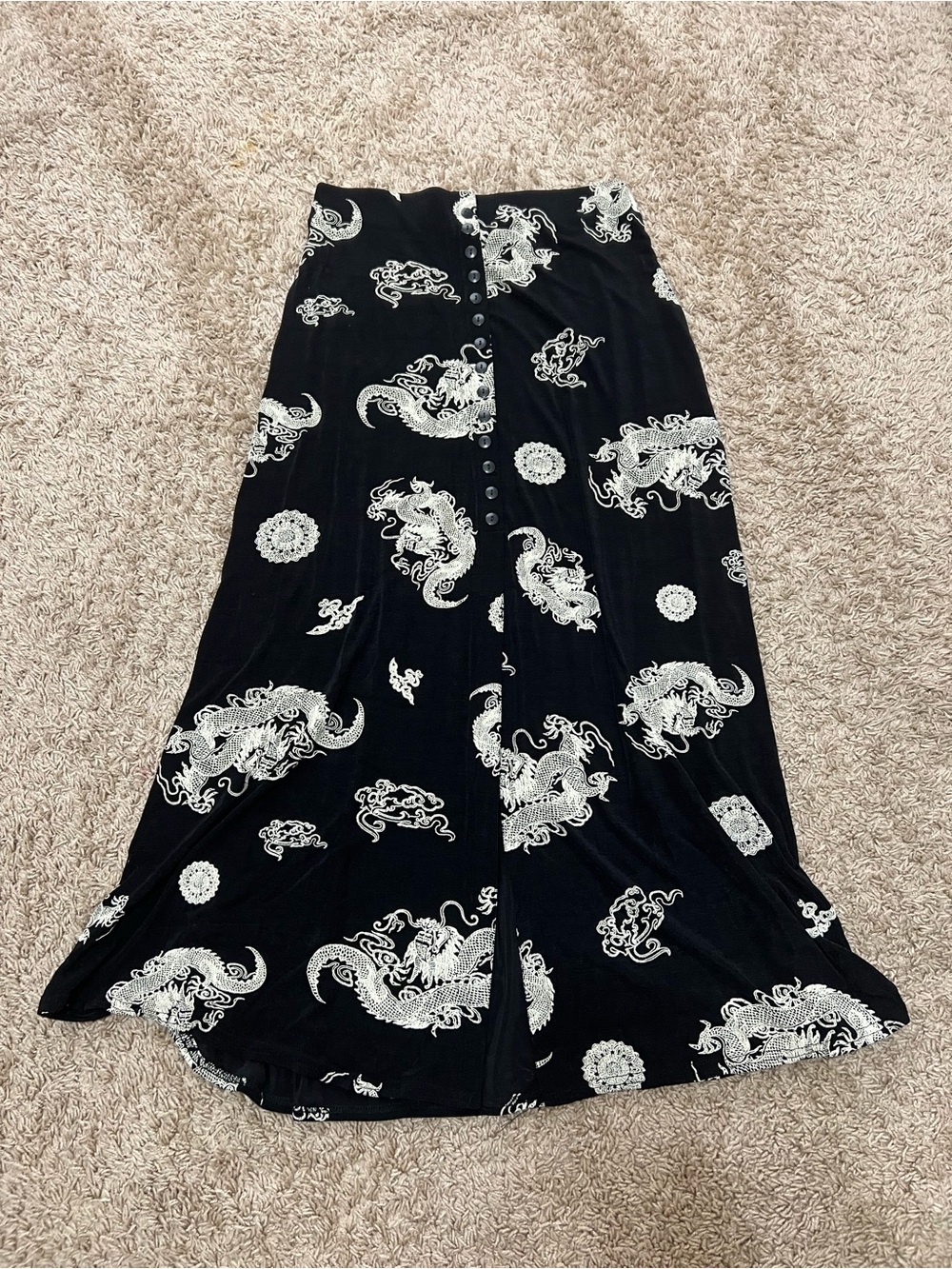 Vintage black and white dragon skirt